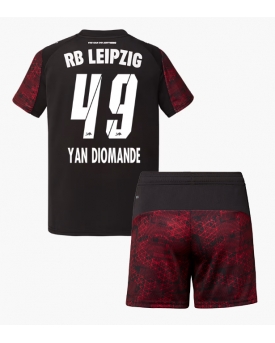 Billige Fotballdrakt RB Leipzig Yan Diomande #49 Replika Tredjedraktsett Barn 2025-26 Kortermet (med bukser)